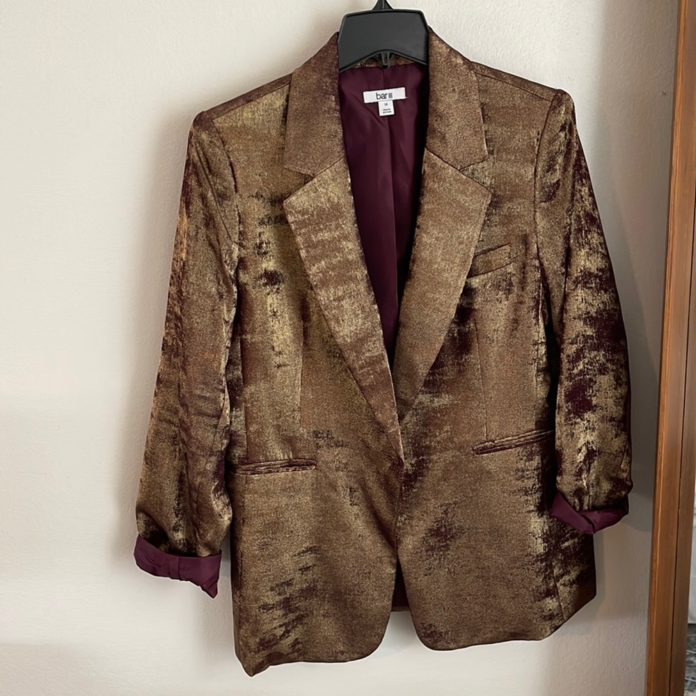 Gold Blazer with merlot lining - worn once